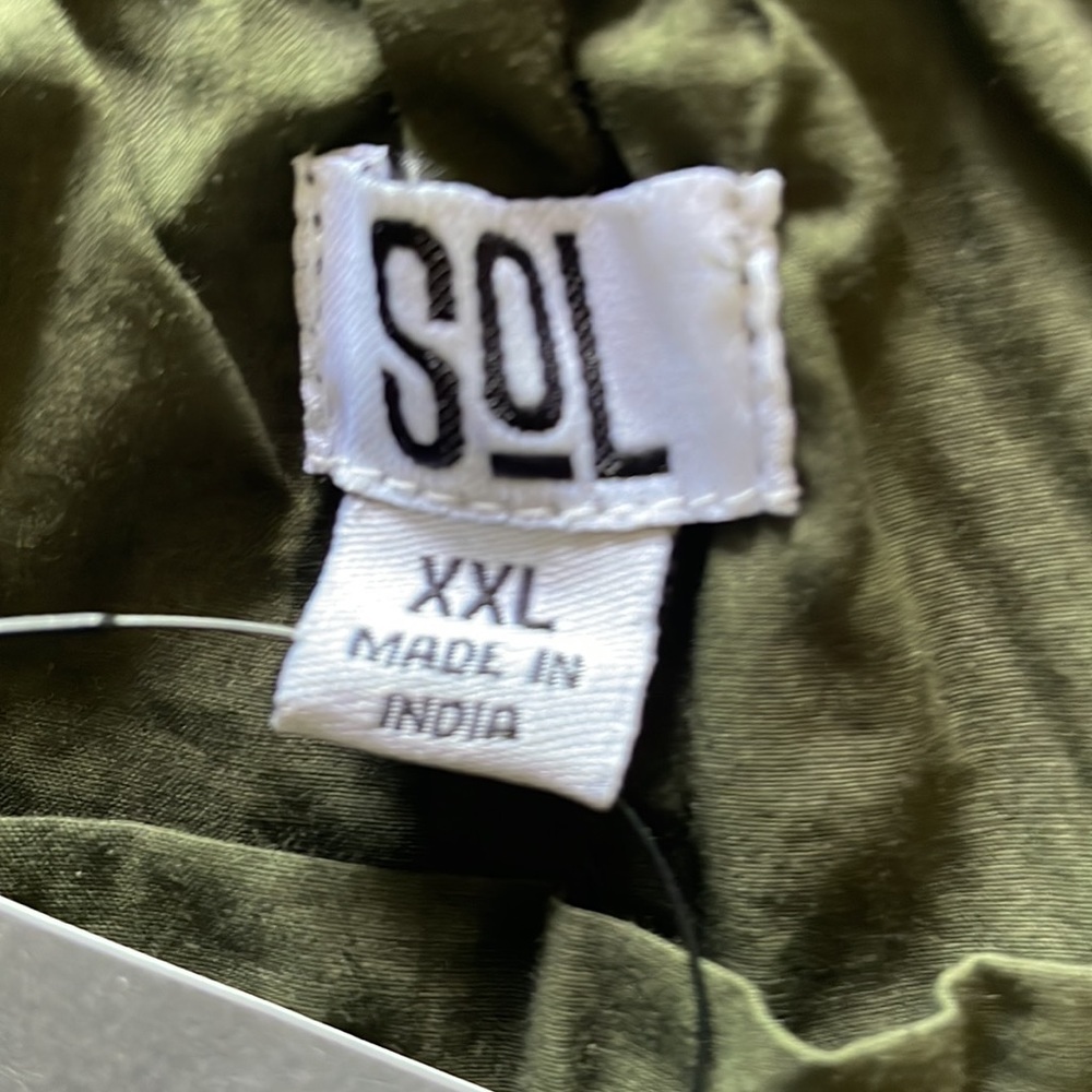 Sol Paperbag Elastic Waist Khaki Green Shorts Size XXL - Picture 4 of 8